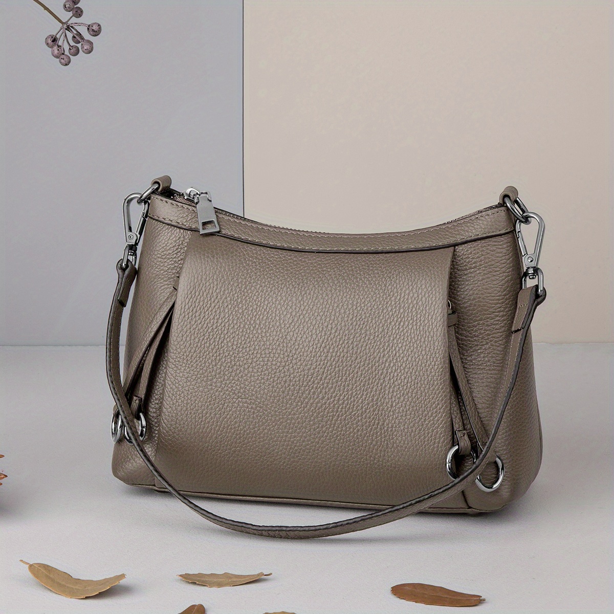 Zooler Leather Hobo Bag, Fashion Solid Color Handbag, Women's Daily  Crossbody Bag - Temu