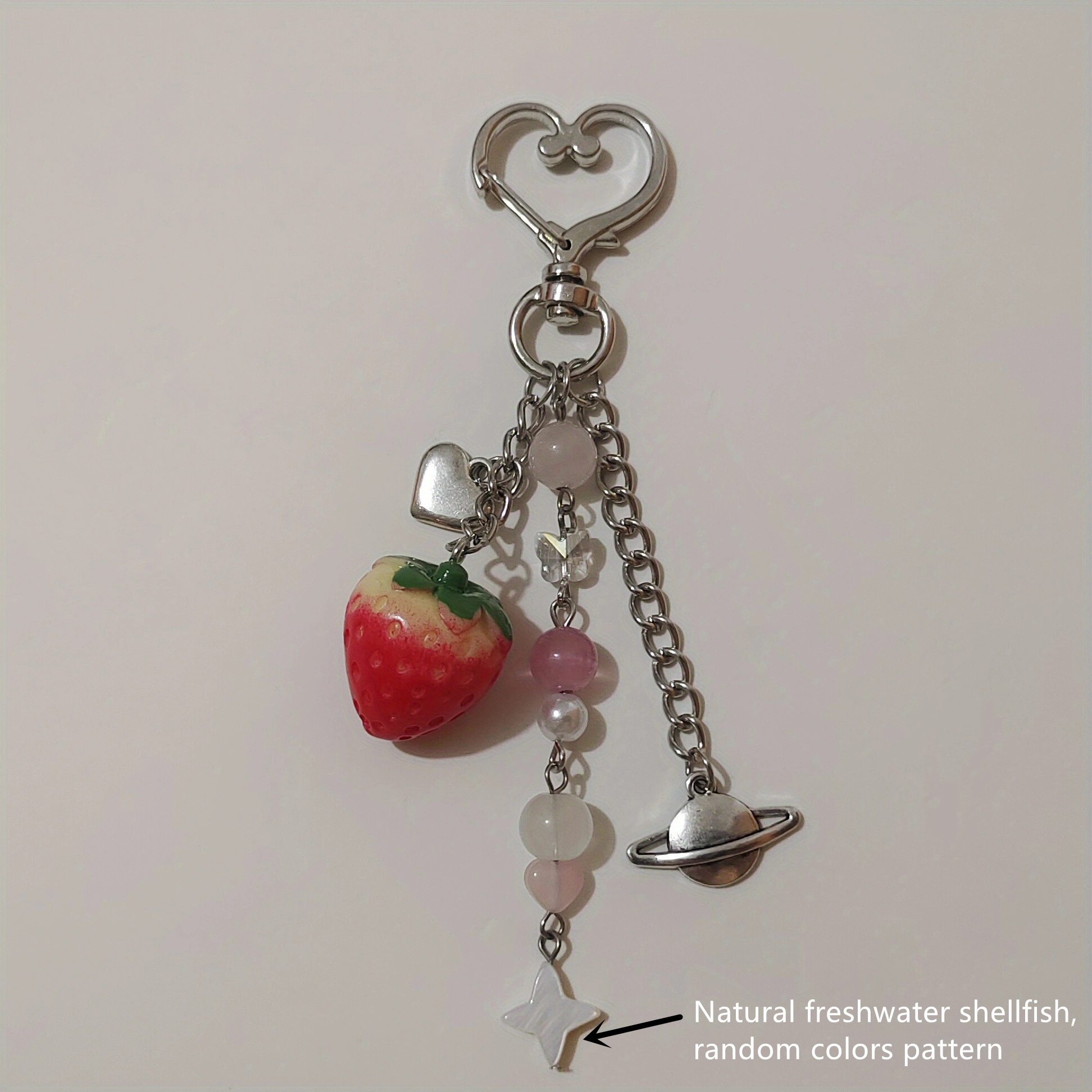 Strawberry Metal Keychain