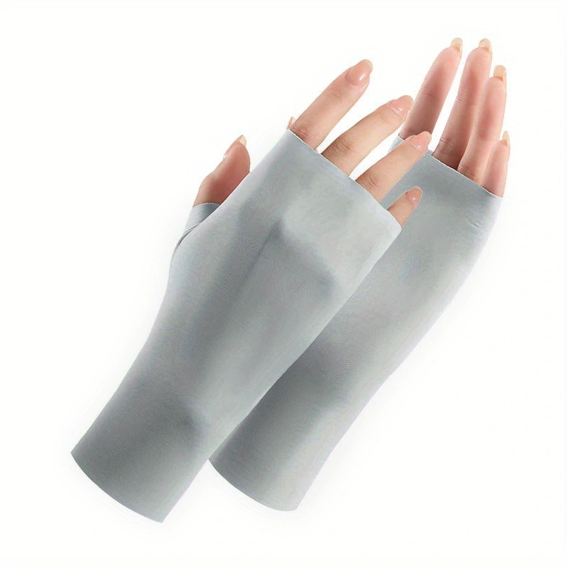 Solid Simple Fingerless Ice Gloves Sun Protection Casual - Temu