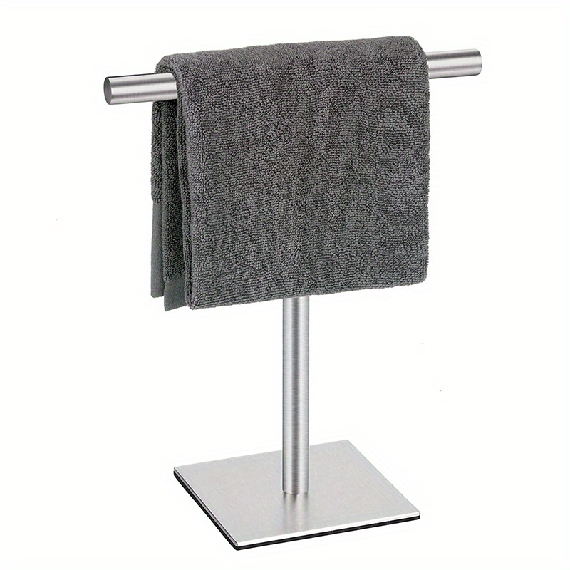 Soporte para toallas moderno con 6 toalleros, estante independiente negro  para baños, toallas de mano y cara, de metal