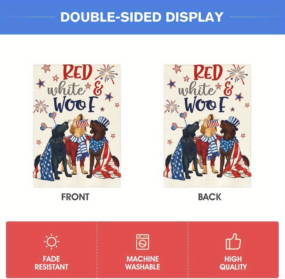 1pc colorlife patriotic 4th of july dogs garden flag double sided memorial day independence day american stars and stripes yard outdoor decoration 12x18 inch 28x40 inch no flagpole details 7