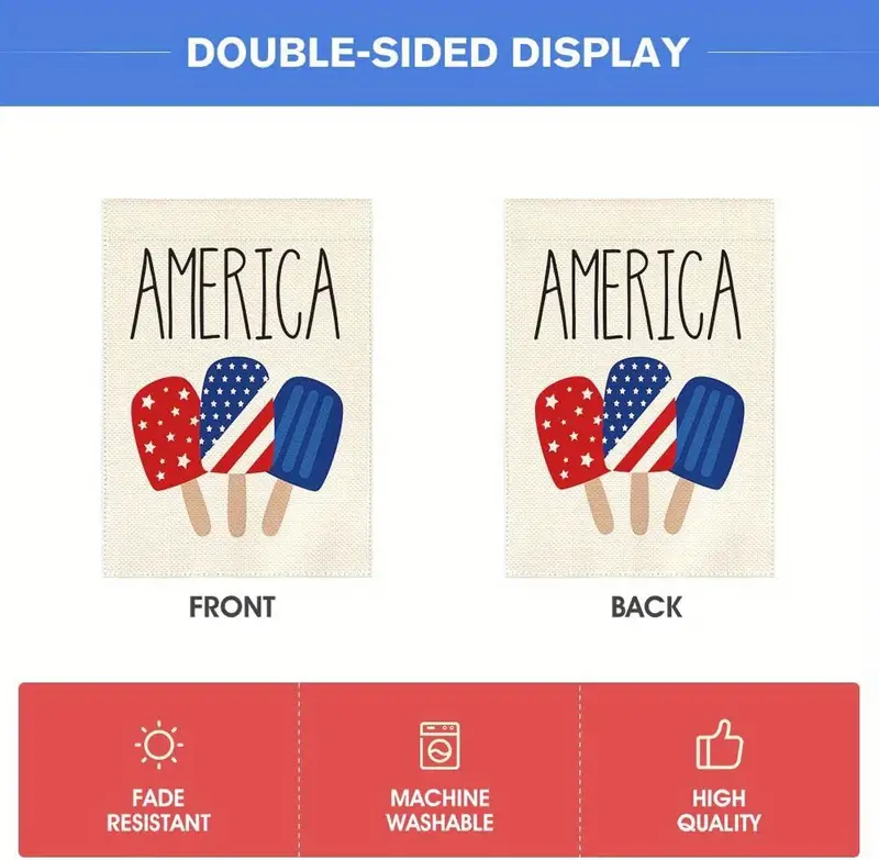 1pc colorlife american stars and stripes popsicle garden flag double sided outside usa patriotic 4th of july independence memorial day yard outdoor decoration 12 x 18 inch 28 x 40 inch no flagpole details 4