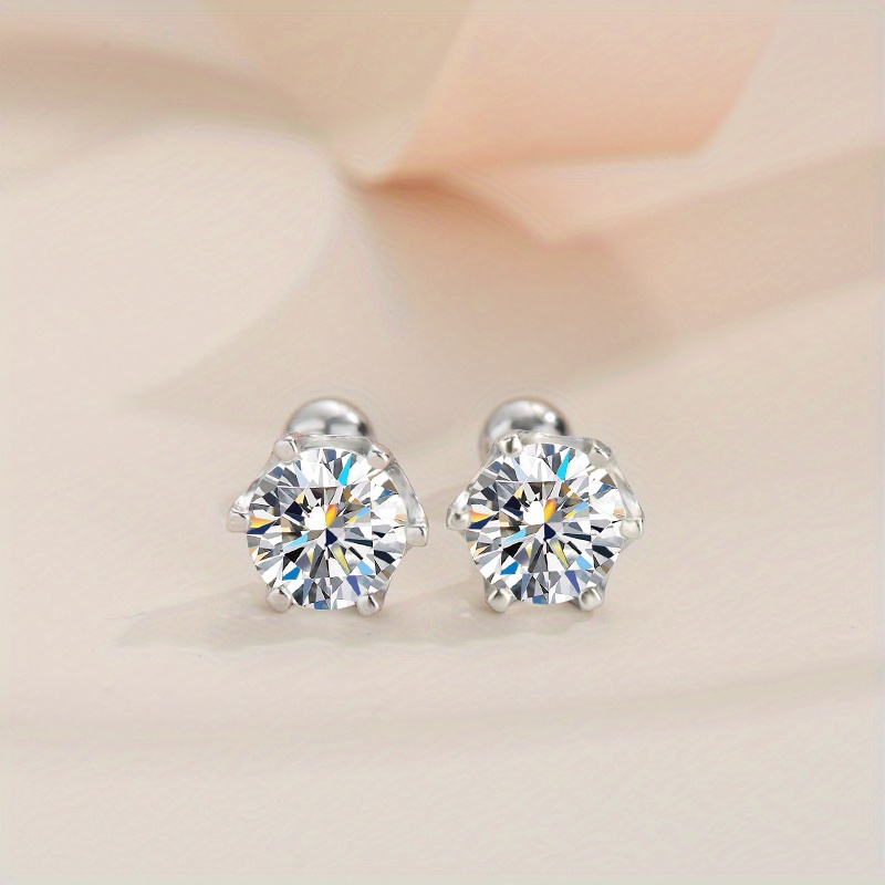 925 Silver Moissanite Stud Earrings, Spiral Ear Clog, Hip Hop Style