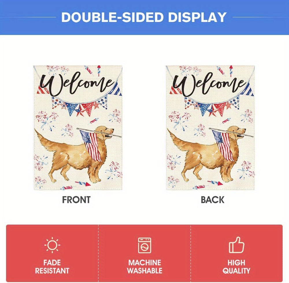 1pc colorlife patriotic 4th of july dogs garden flag double sided memorial day independence day american stars and stripes yard outdoor decoration 12x18 inch 28x40 inch no flagpole details 3