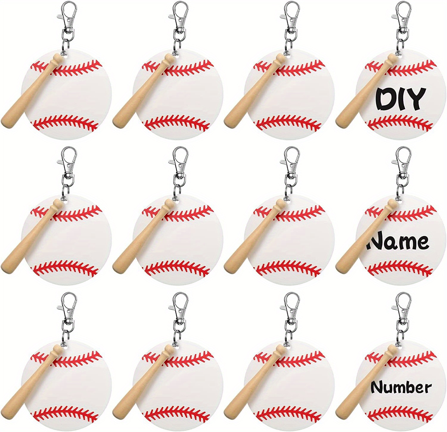 Generic Baseball Acrylic Keychain Blank Kit 12 Acrylic Lanks 12