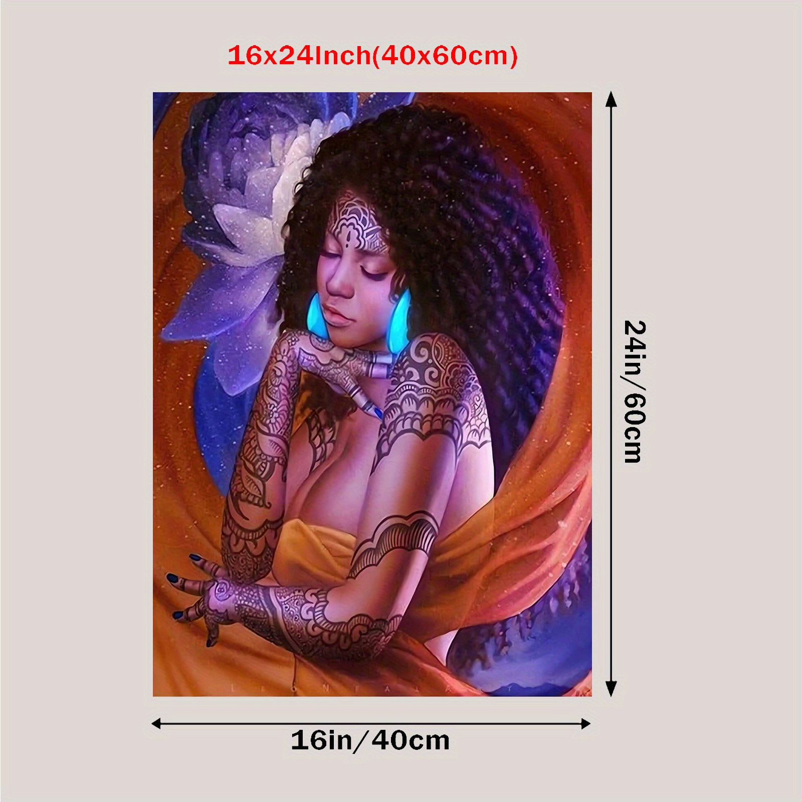 Tribal Black Afro Woman Wall Art Beauty Illustration Wall Decor Modern  Frame Art 