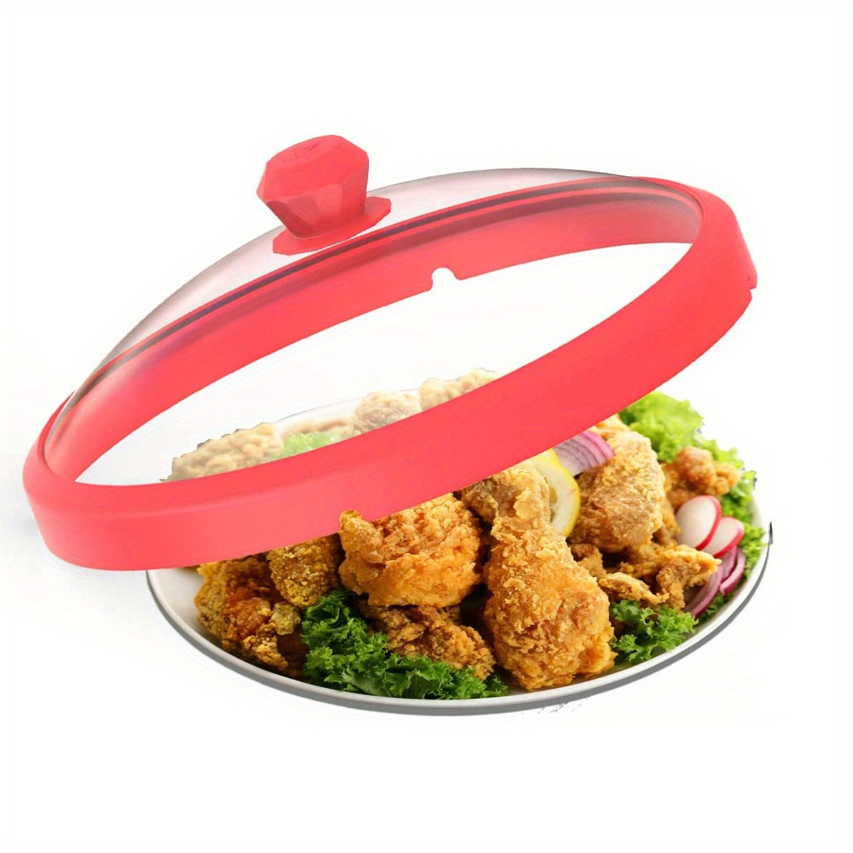 Microwave Plate Cover Lid with Easy Grip Handle Safe Tempered Glass  Microwave Food Cover Splatter Cover Guard 