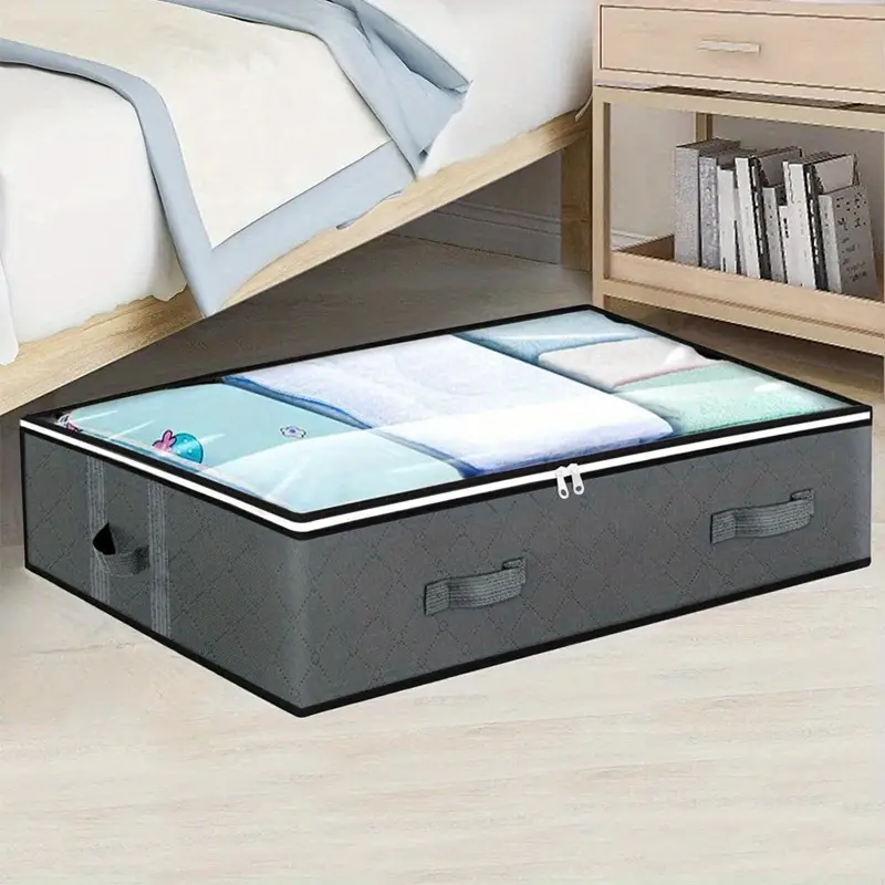 1pc dustproof under bed storage box with reinforced handles for comforter blanket bedding pillow and toys bedroom accessories details 0