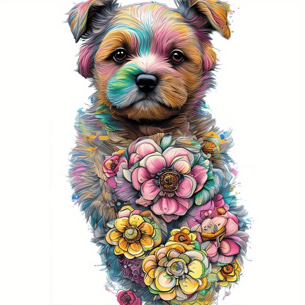 5d Diy Artifical Diamond Painting Cute Dog Full Drill - Temu