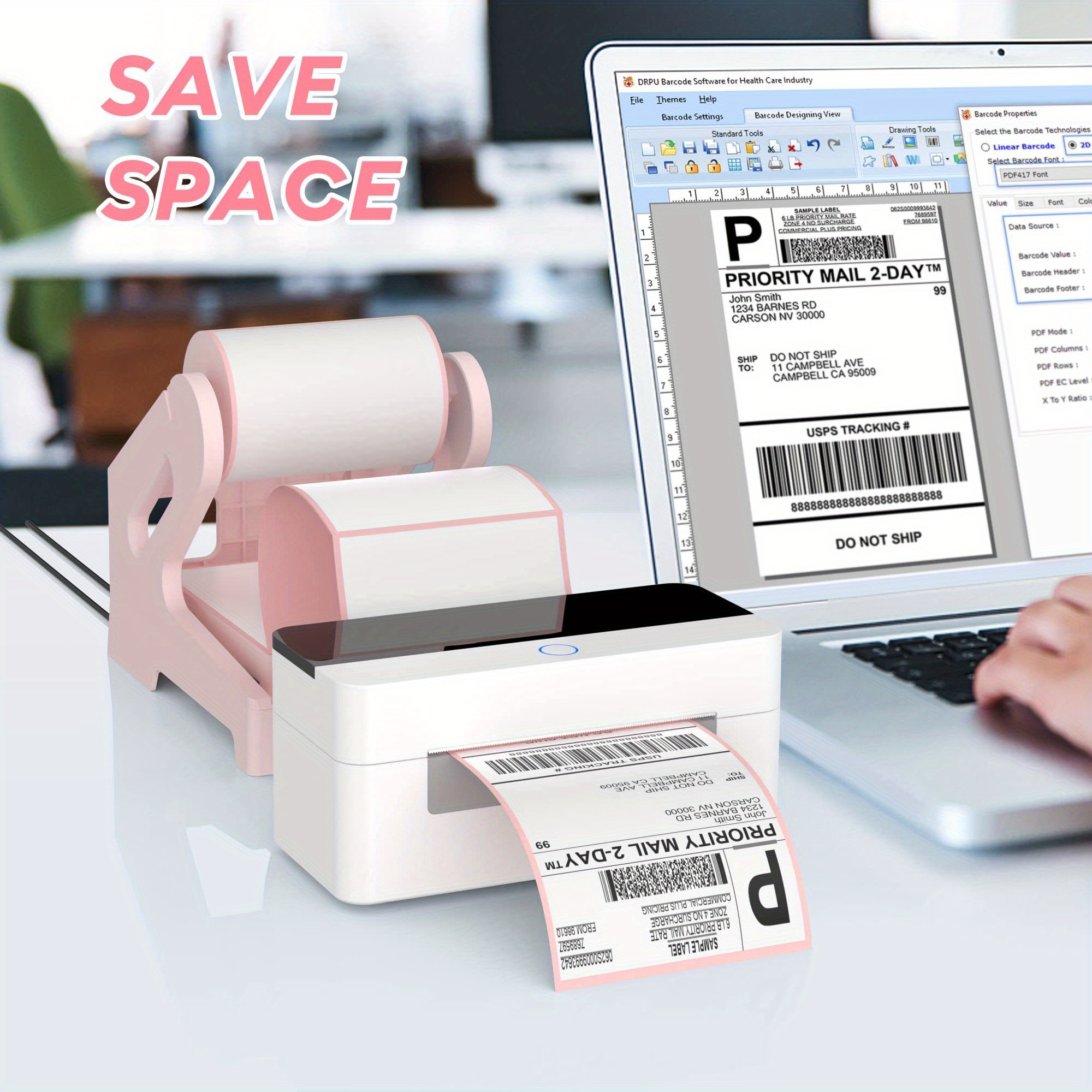 Millaass Thermal Label Holder, for Rolls and Fan-Fold Labels, Plastic, Work  with Desktop Label Printer for Office and Home, Label Stand, Sticker roll