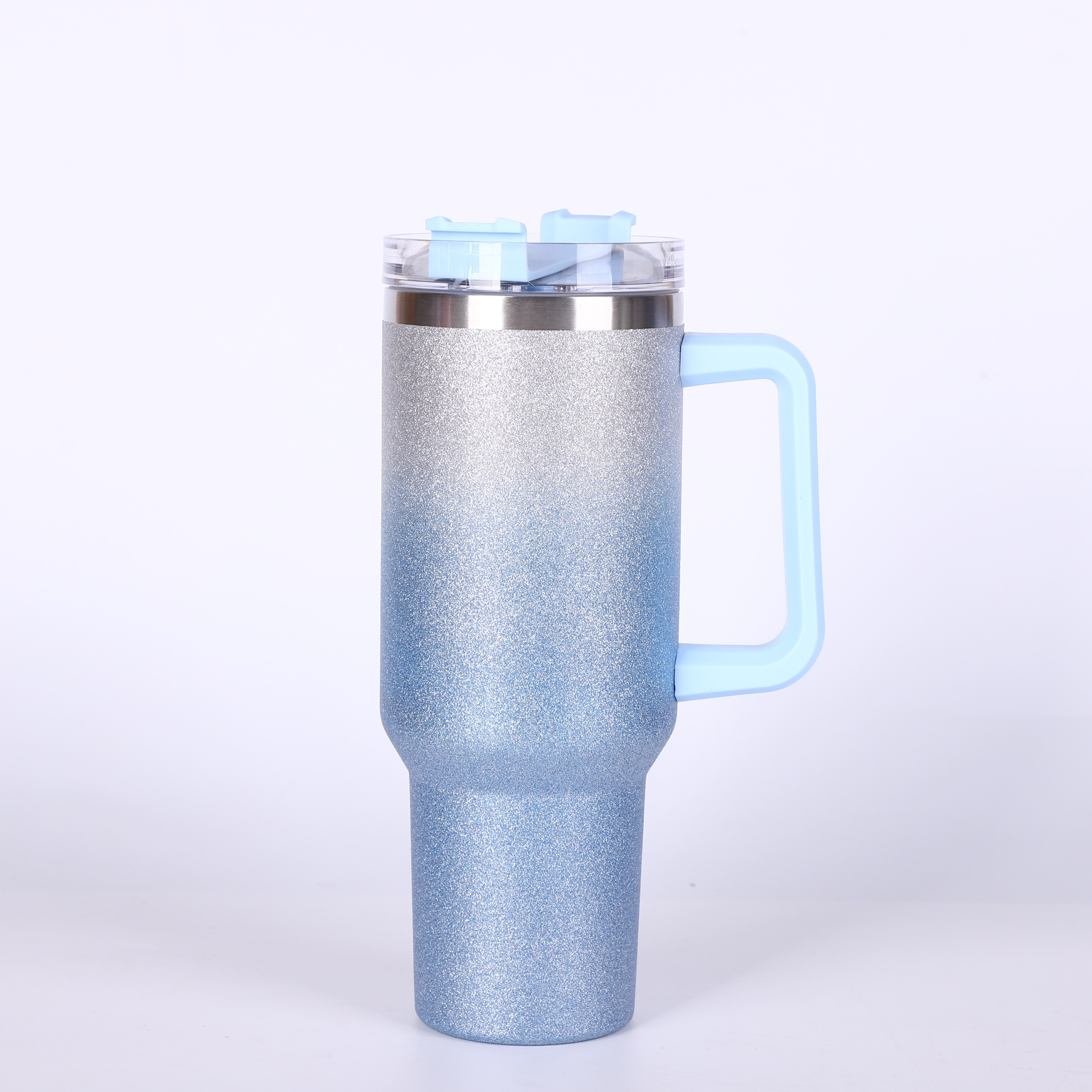 Shiny Glitter Tumbler With Lid And Straw, Stainless Steel Thermal