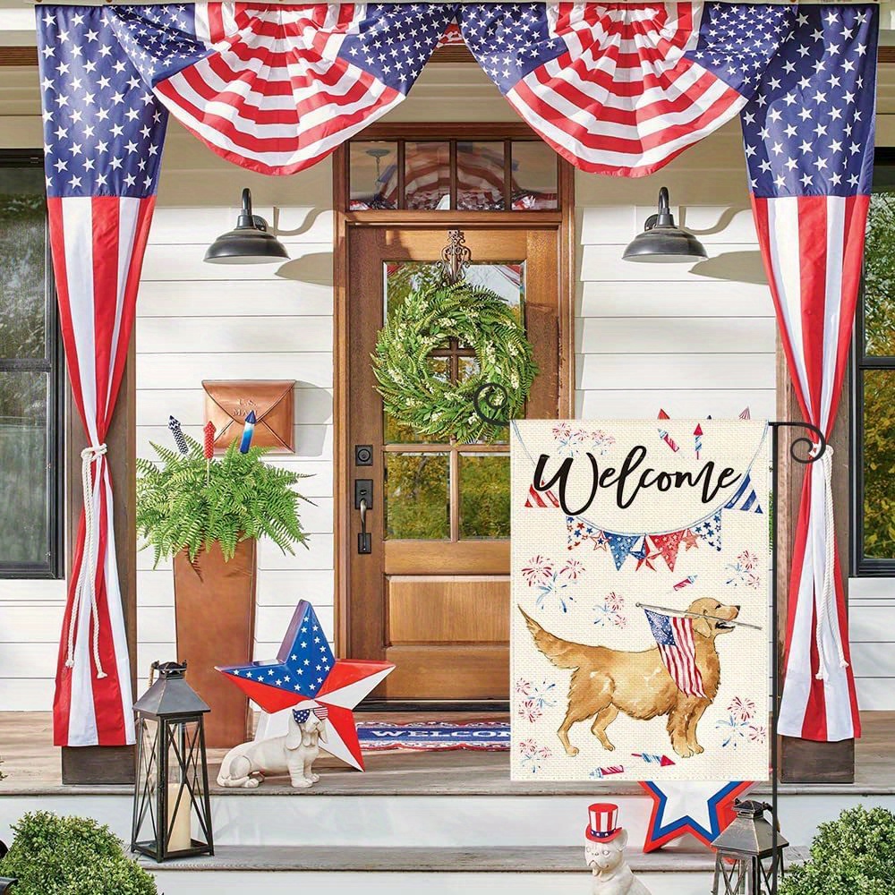 1pc colorlife patriotic 4th of july dogs garden flag double sided memorial day independence day american stars and stripes yard outdoor decoration 12x18 inch 28x40 inch no flagpole details 0