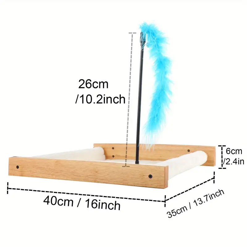 cat hammock with cat feather teaser wand toy wall mounted cat shelves for large indoor cats cat bed furniture for kitty sleeping playing climbing details 6