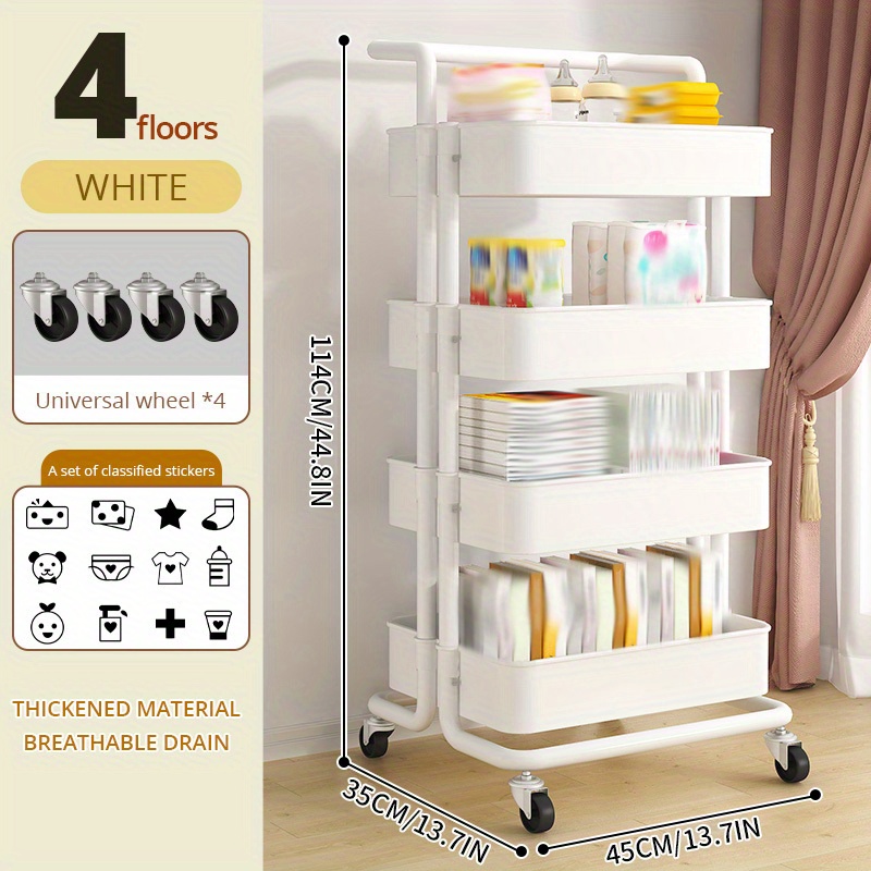 3 Tier Metal Utility Cart White - Brightroom™