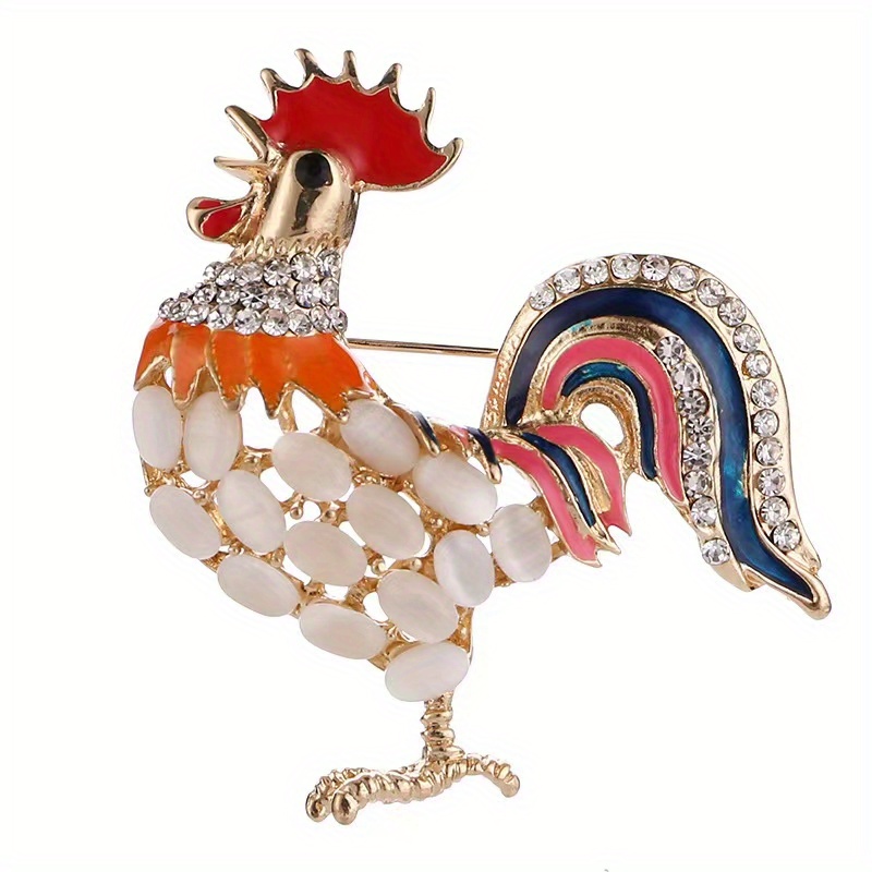 Trendy Big Rooster Brooch French Jewelry Fashion Multicolor Crystal Rhinestone Brooches Female Animal Brooches for Women Calizota Purple