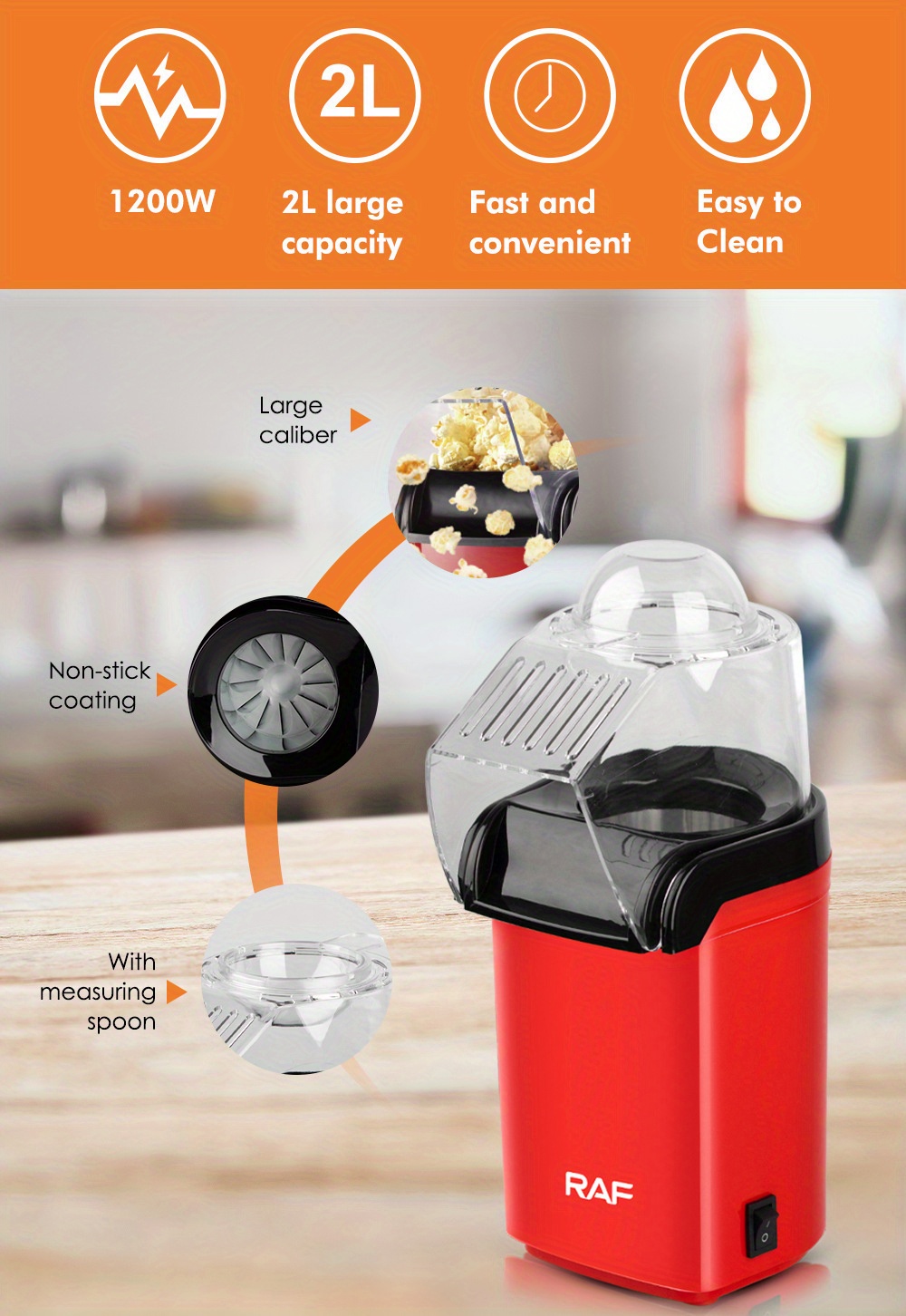 EU Plug Electric Popcorn Maker Household Automatic Popcorn Machine