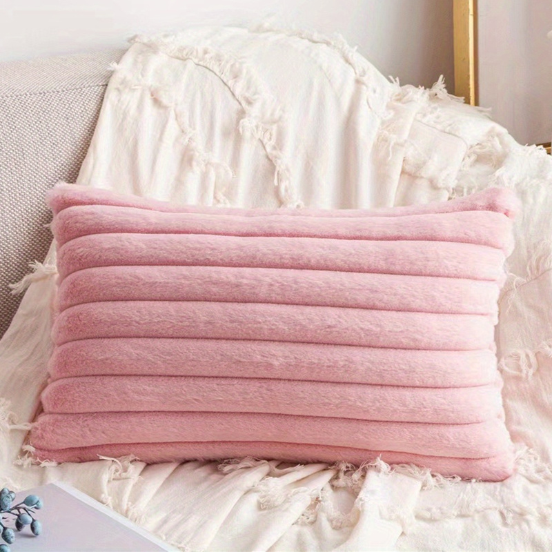Large Plain Fluffy Plush Cushion Covers Furry Throw Pillow Cases Home  Ornaments