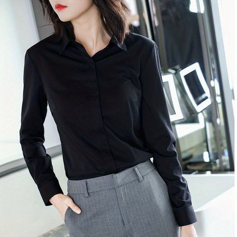 Women's Slim Fit Long Sleeve Shirt Fashionable Lining - Temu