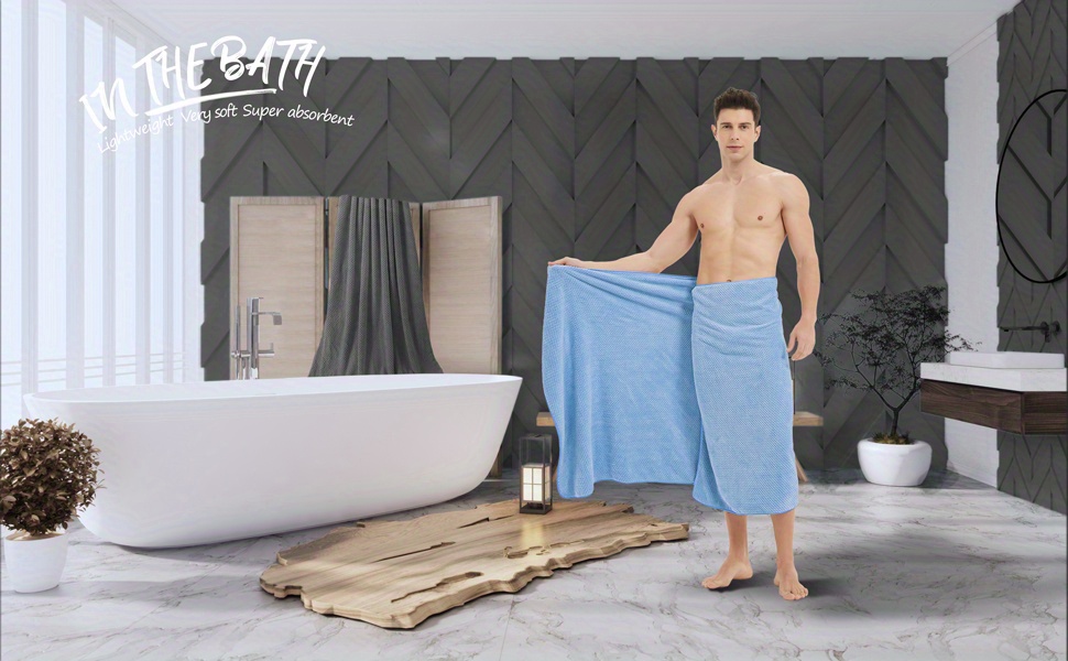 HVMS Juego de toallas de baño extra grandes para baño, 30 x 60 pulgadas,  toallas de ducha de microfibra súper suaves y ligeras de secado rápido  (gris