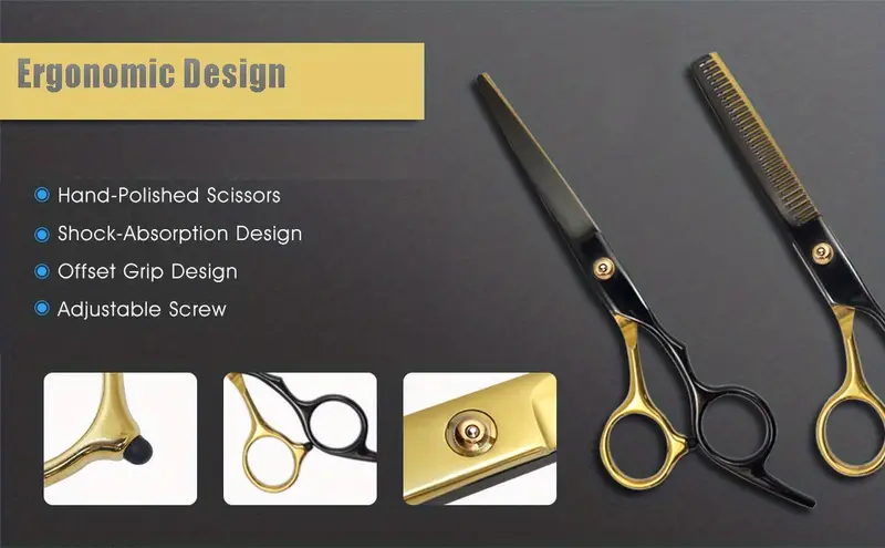 8 pcs hair cutting scissors kit hairdressing shears set professional thinning scissors for men women kids pets details 3
