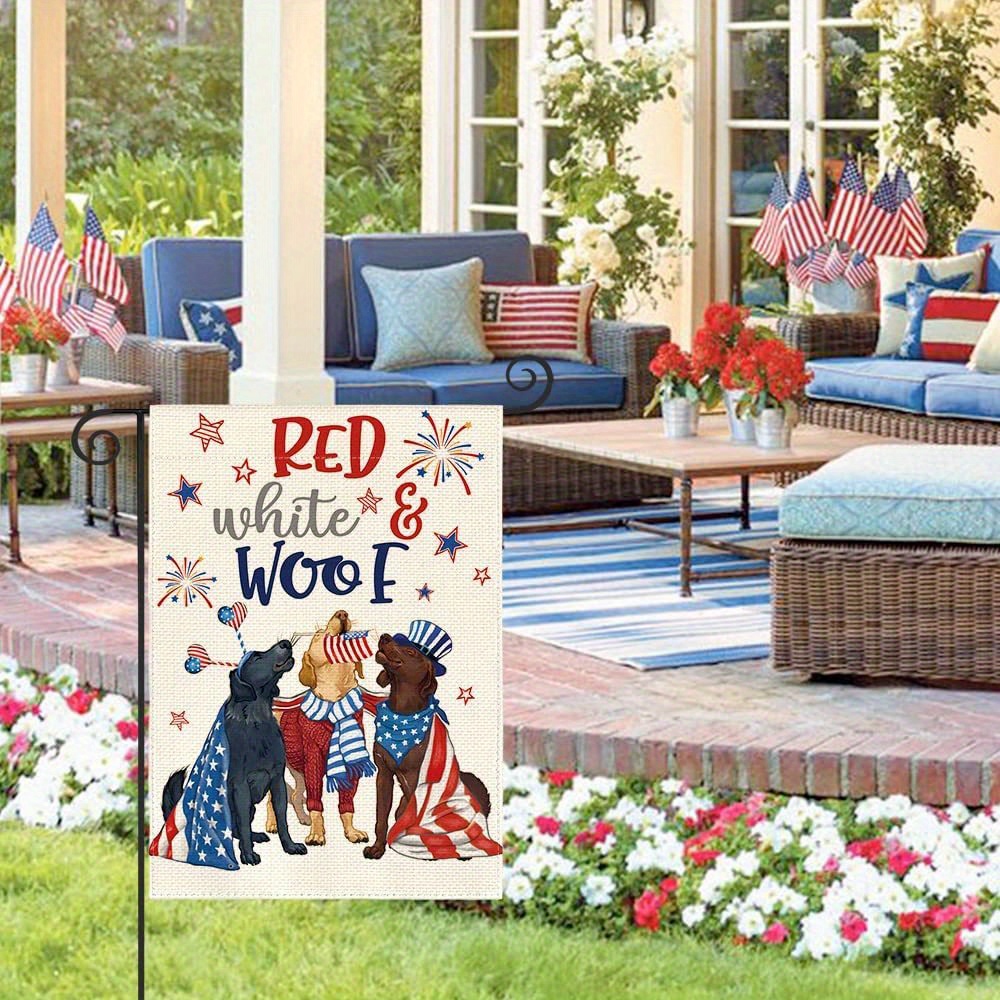 1pc colorlife patriotic 4th of july dogs garden flag double sided memorial day independence day american stars and stripes yard outdoor decoration 12x18 inch 28x40 inch no flagpole details 5