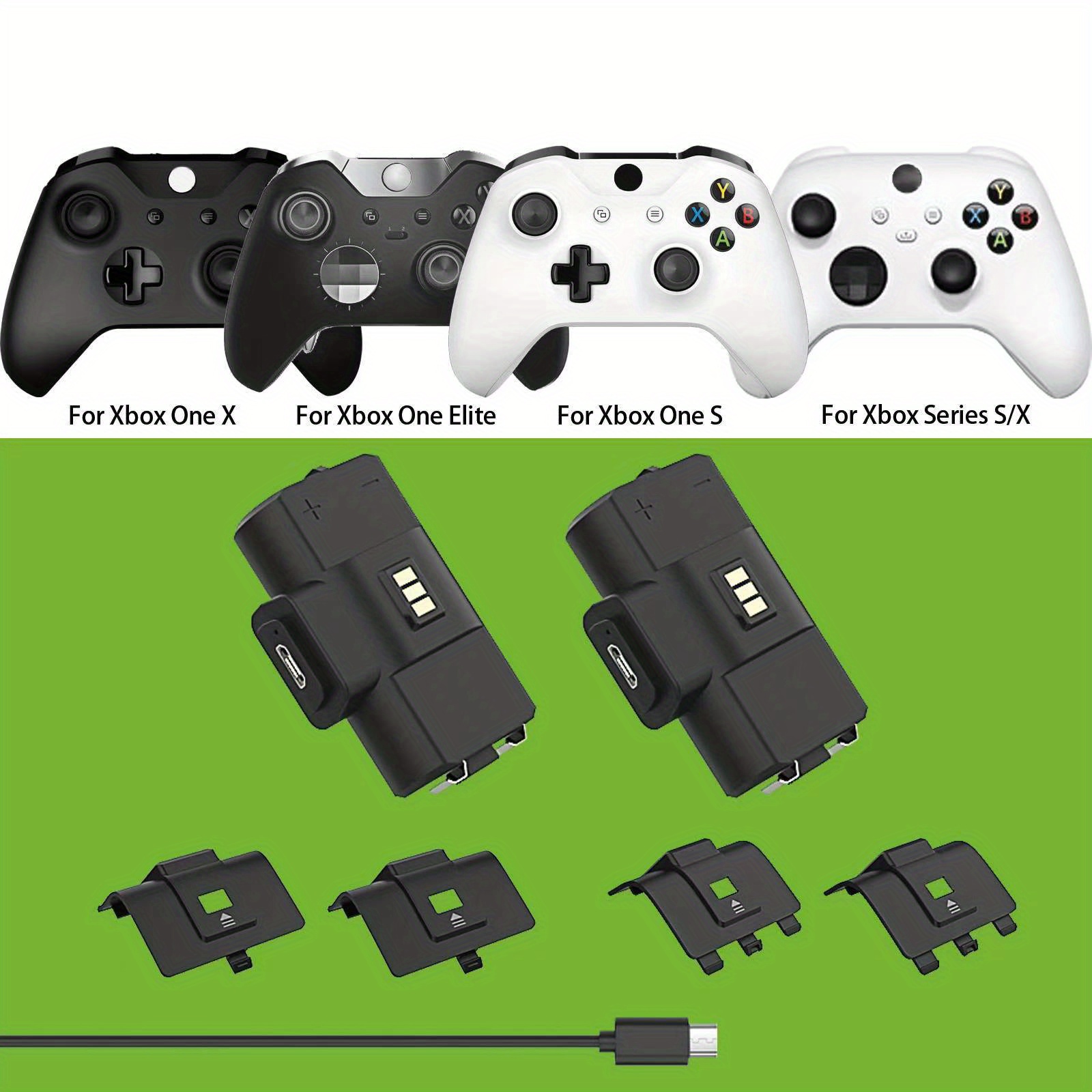 2 Paquetes De Batería Recargable Para Controlador Para Xbox Series X S /  Xbox One Con 4 Cubiertas De Batería, Kit De Juego Y Carga De Larga Duración  C