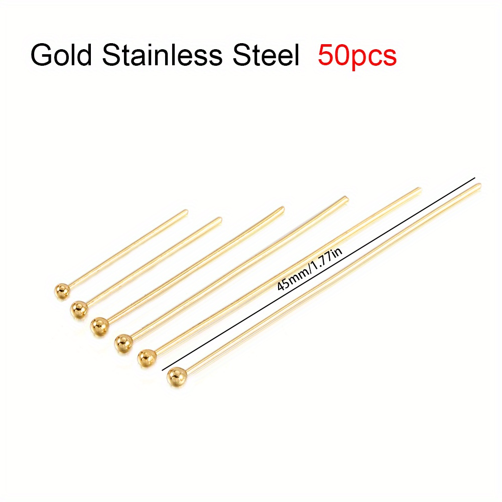 100Pcs Flat Head Pins For Jewelry Making, Stainless Steel Flat Head Pins  Jewelry Head Pins For Diy Earring Bracelet Necklace Craft