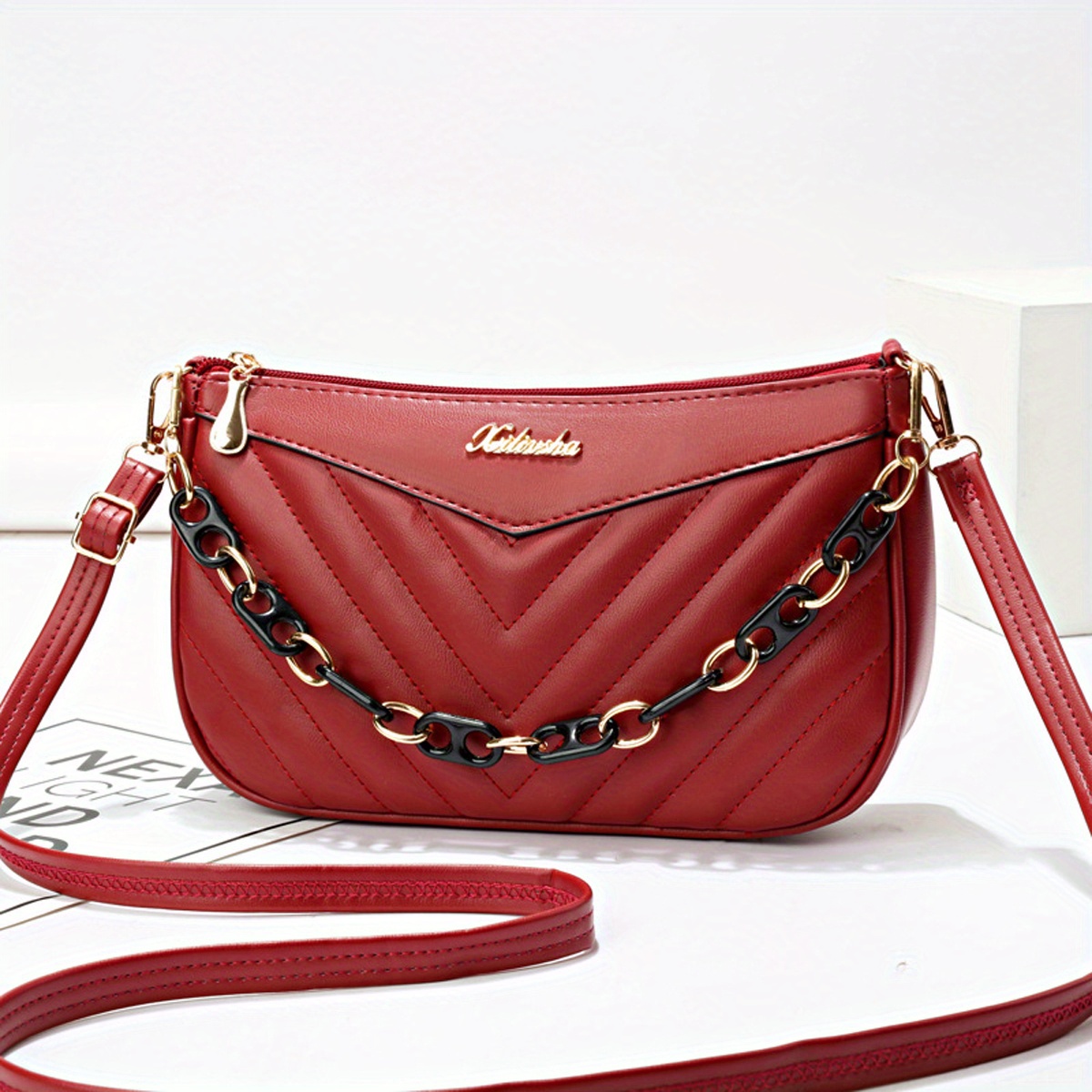 Long Shoulder Bag New High Capacity Women's Bag Purses and Handbags Leather  Top Handle Shoulder Handbags with Zipper - AliExpress