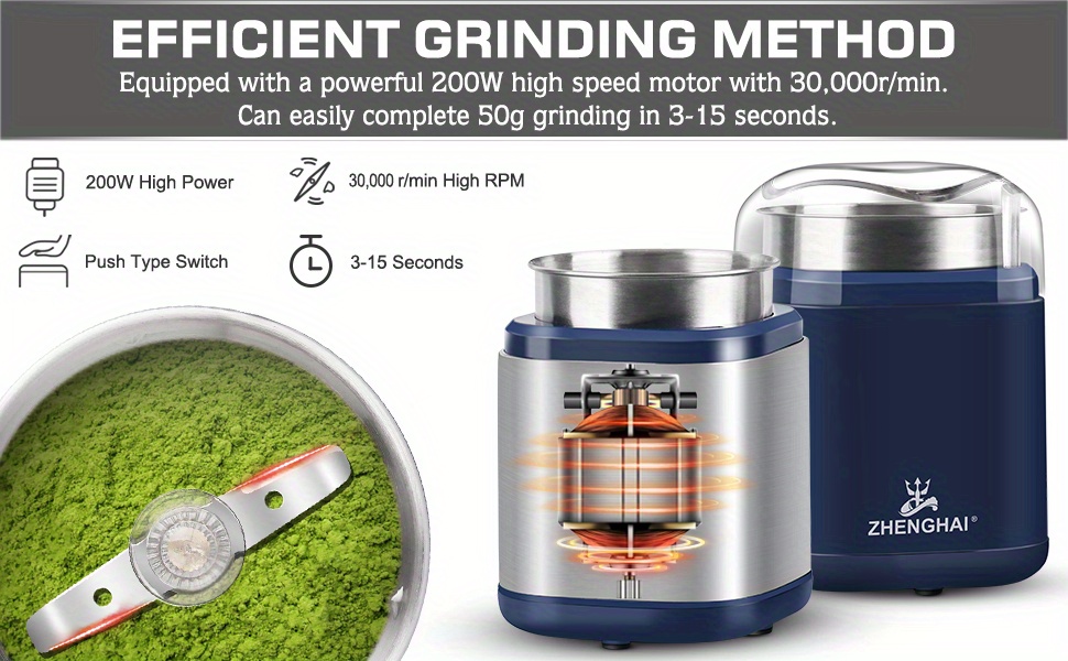 ZHENGHAI Electric Herb Grinder 150W Spice Grinder USB-C