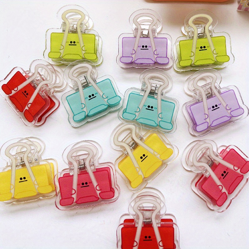 5pc Pack Binder Clips Paper Clamps With Colored Cute Face Cartoon