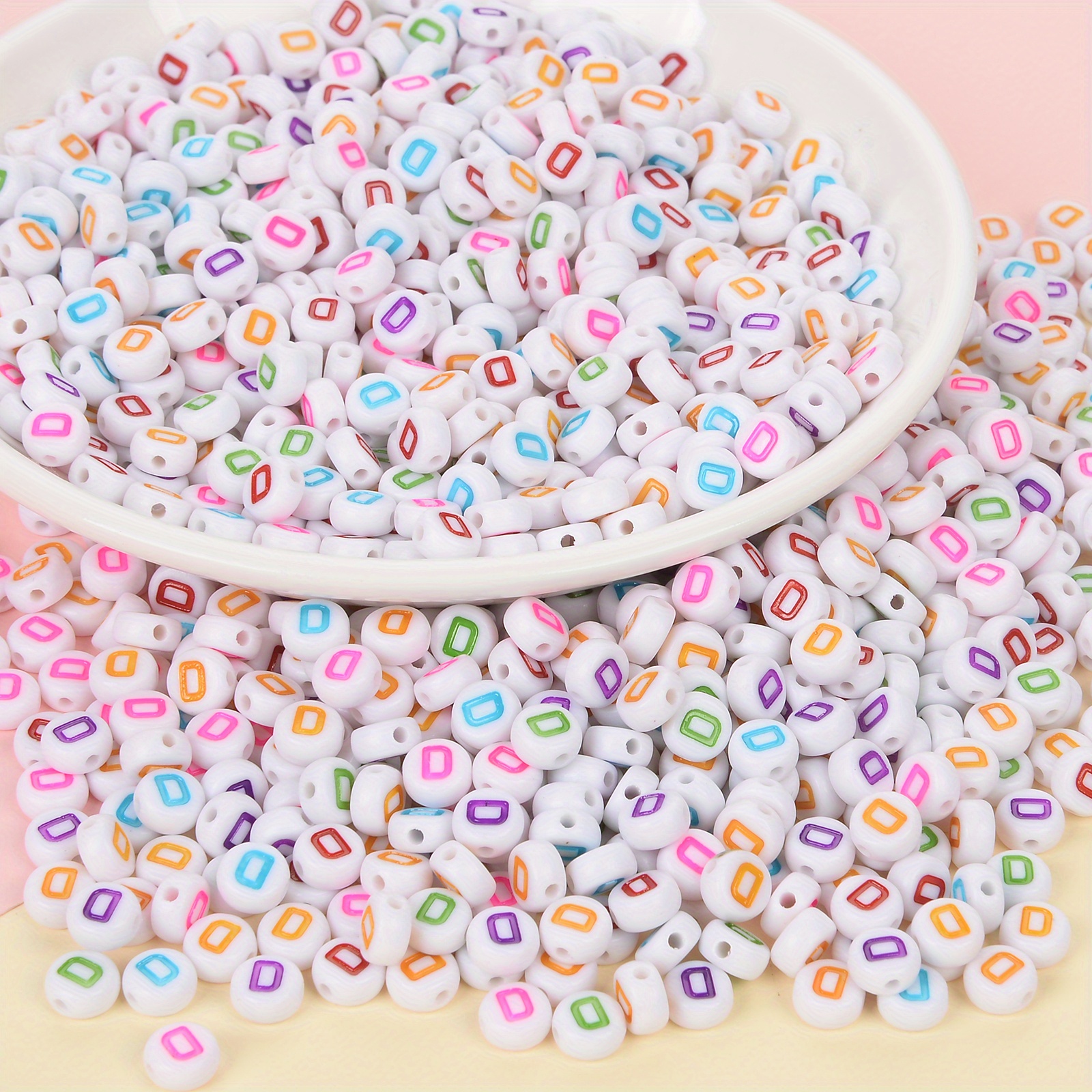 Colour A z Alphabet Letters Beads Round White Acrylic Loose - Temu