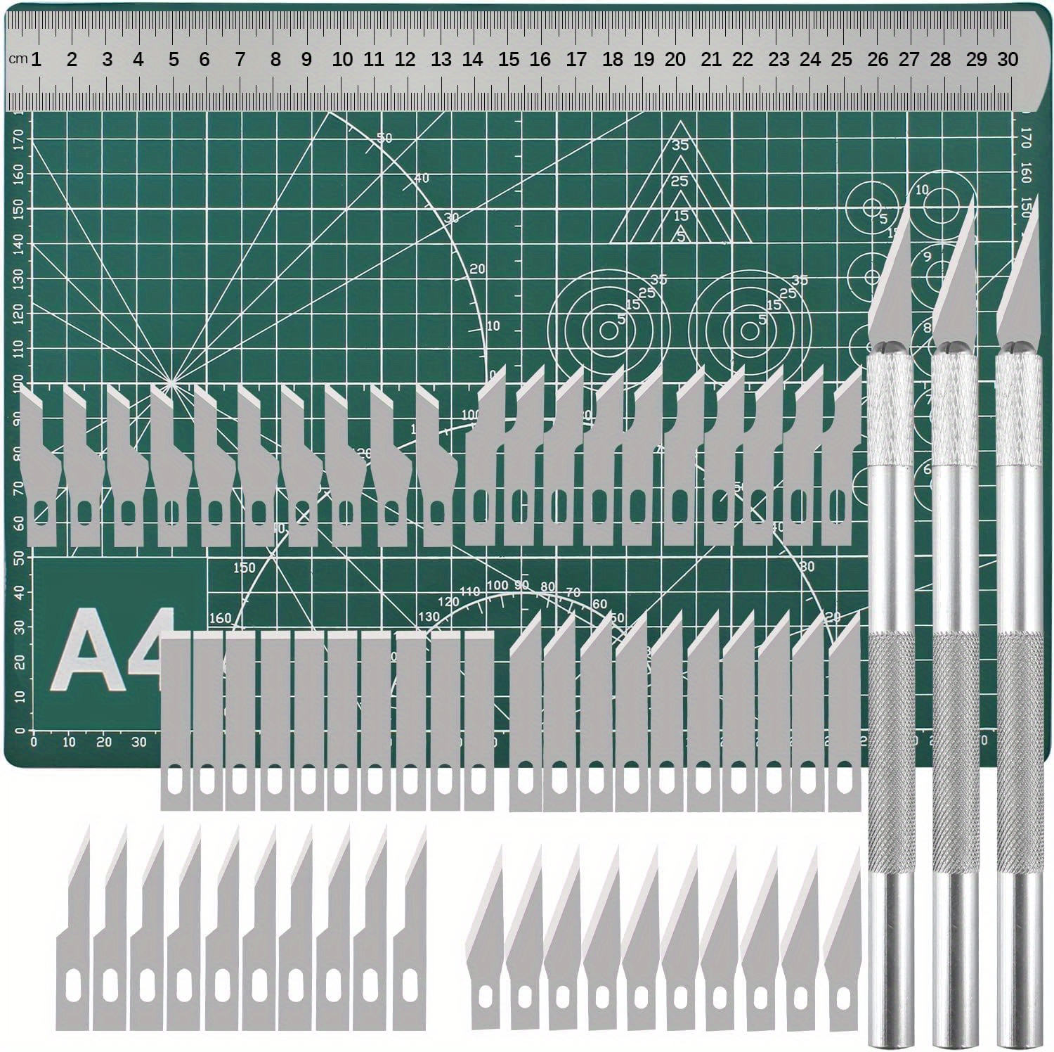 Craft Cutting Stencil Knife Set And A4 Cutting Mat Set Art Craft Blade Cutting Exacto Knifes
