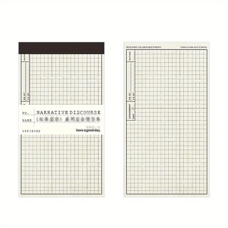 50PCS Retro Bill Memo Pad Narrative Chapter Series Material Decorative Paper