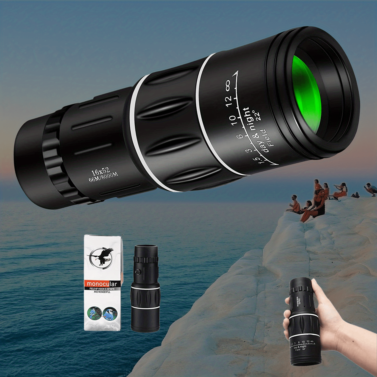 16x52 monocular telescope high powered for adults 2023 power prism compact monoculars for adults kids hd monocular scope for gifts outdoor activity bird watching hiking concert travelling gift for birthday easter boy girlfriend details 5