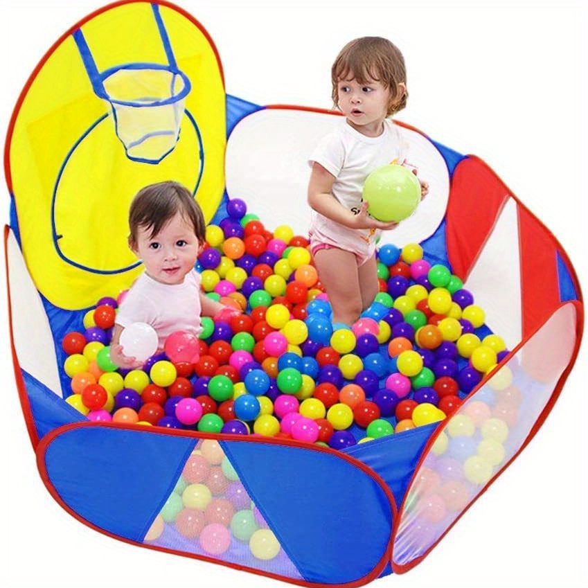 Piscina de bolas para niños pequeños – Plegable y portátil de tela grande  para niños y bebés. Océano, círculos de colores, diseños rosados. Corralito