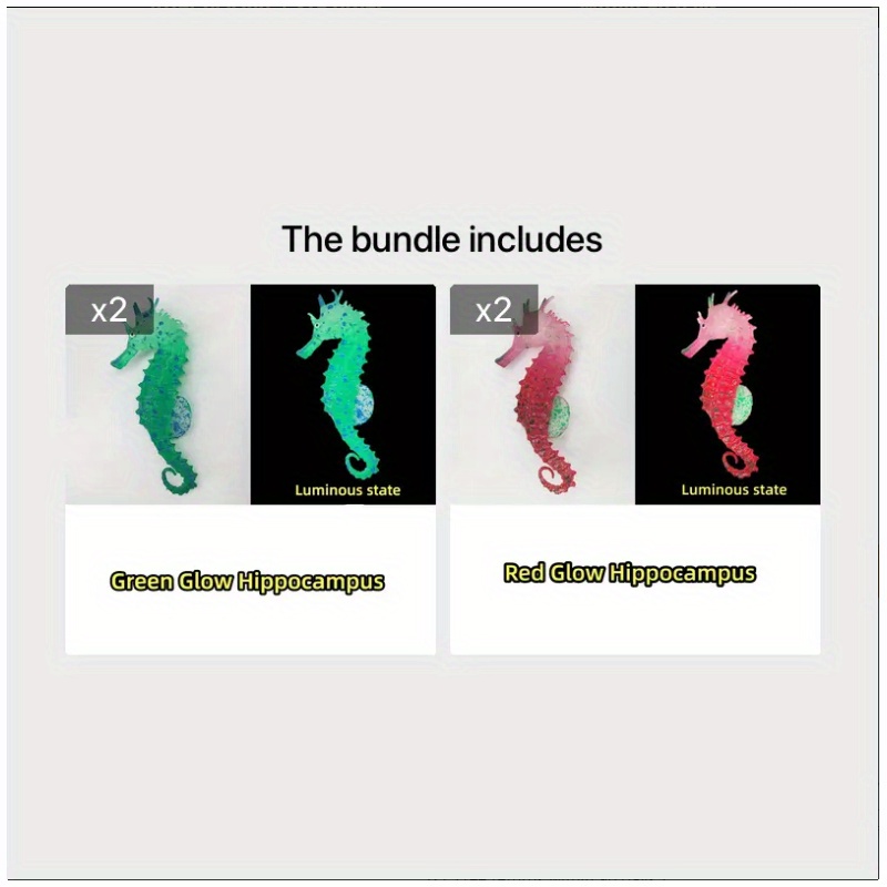 Artificial Seahorse Aquarium Ornament - 4pcs Set
