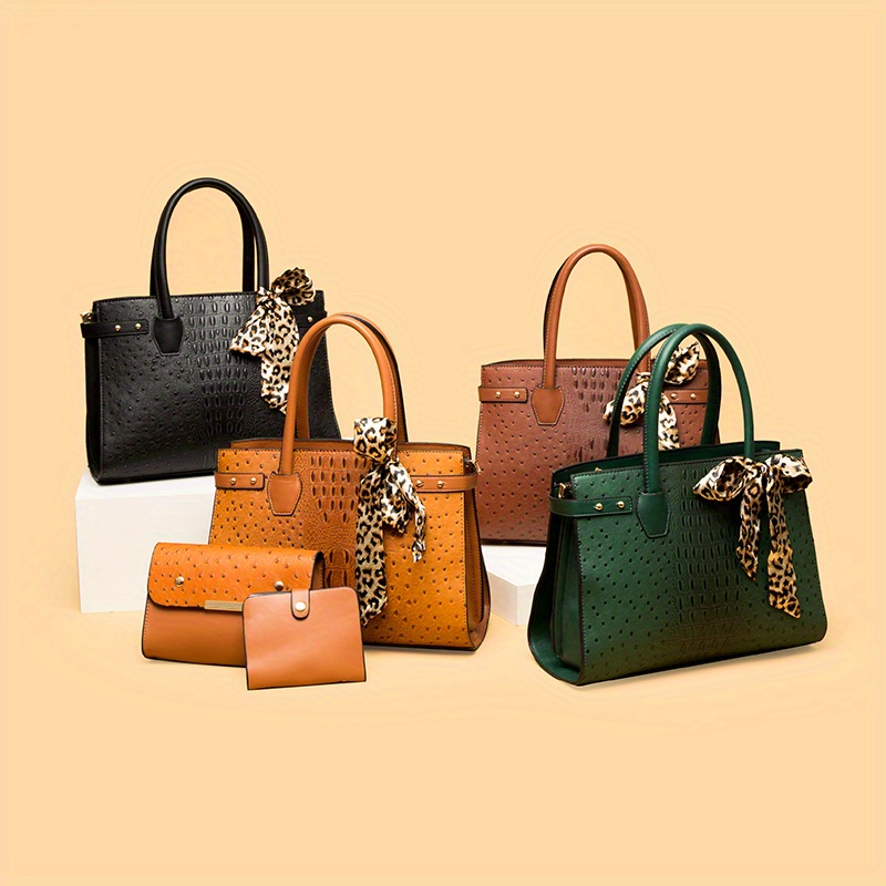 Trendy Crocodile Embossed Tote Bag Sets, All-match Classic Bags