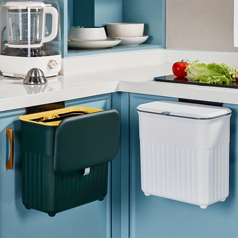 1pc Kitchen Wall-mounted Garbage Can With Sliding Lid, Large