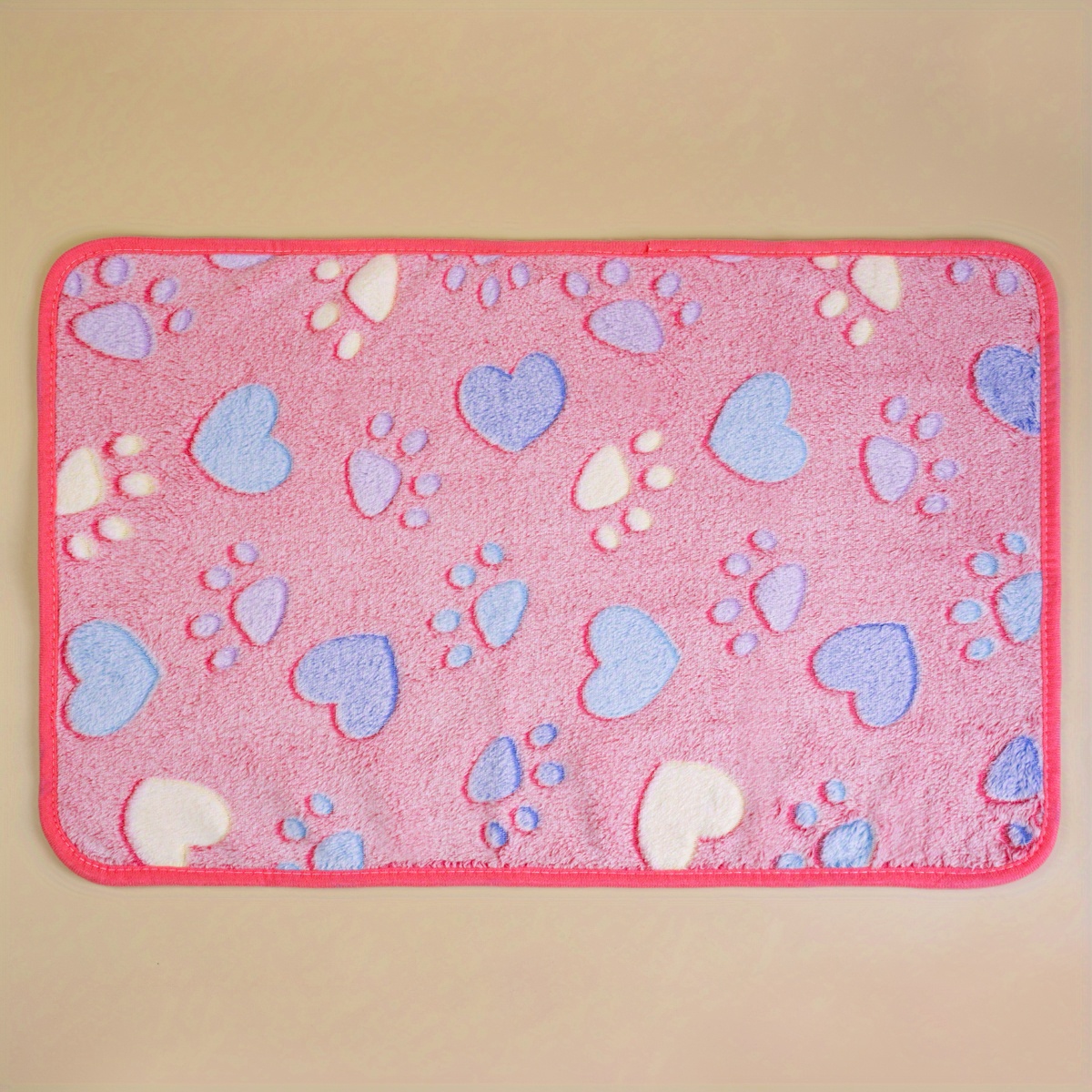 Pet Blanket with Printed Patterns Soft Warm Sleep Mat Fluffy Fleece Paw Print