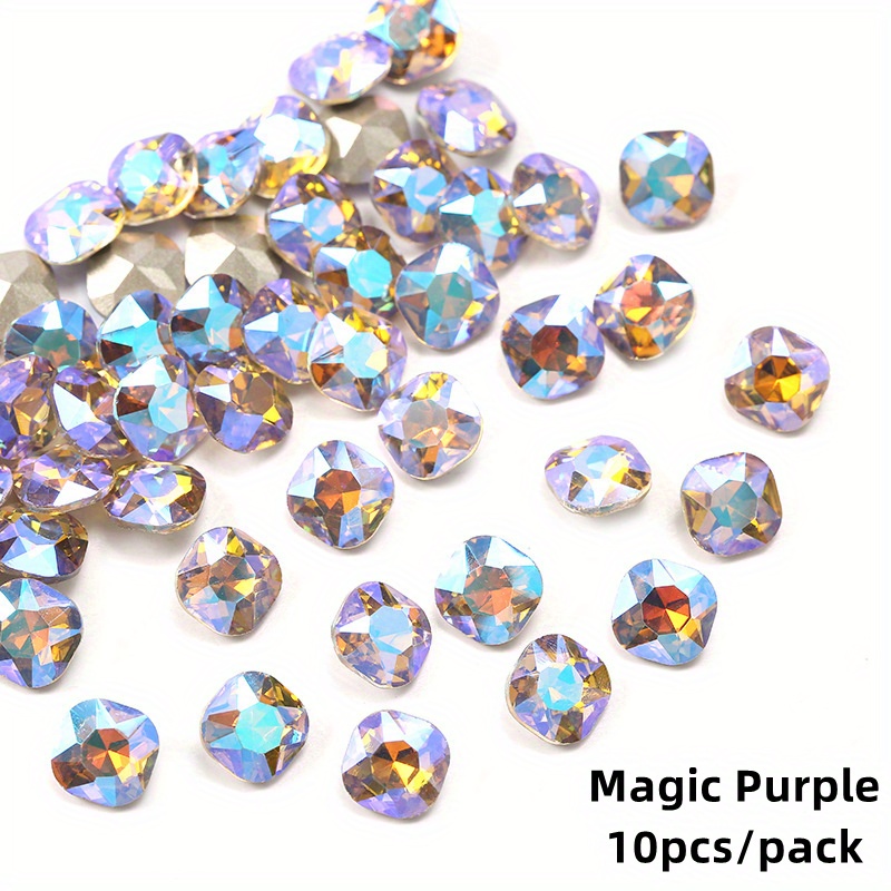10 pcs Aurora Nail Tips with Diamonds and Rhinestones
