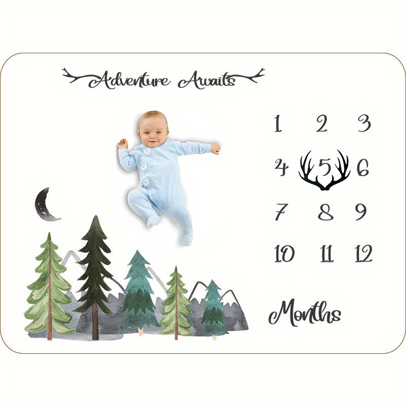 Manta orgánica mensual de hitos para bebé niño o niña, manta de meses con  marco de madera y disco de anuncio de recién nacido, manta de hitos  neutros