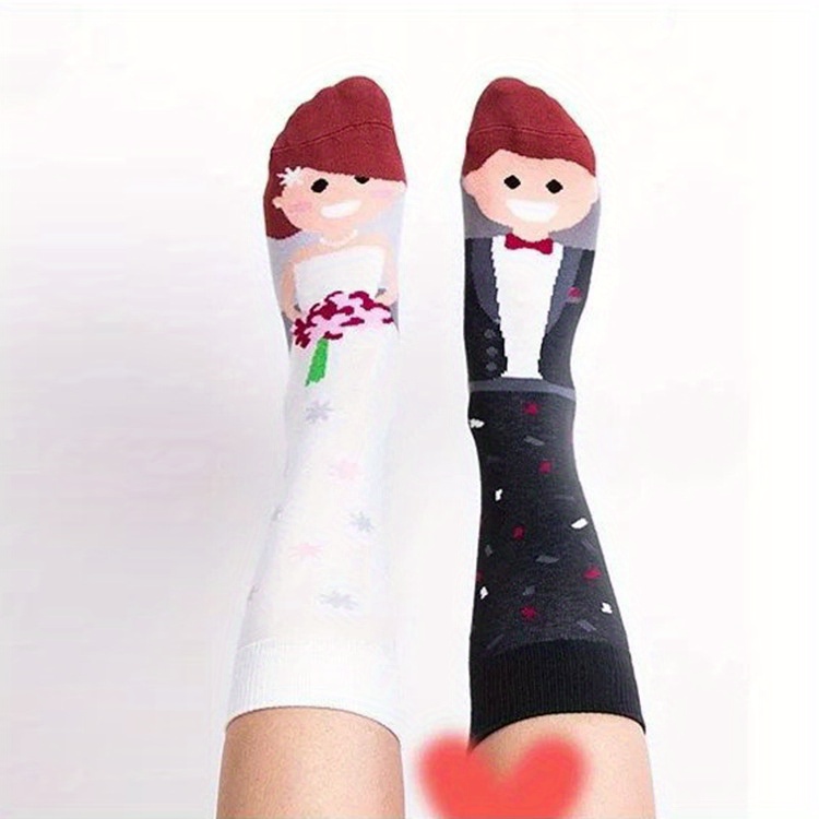 Men's Cotton Socks Cartoon Asymmetrical Graphic Comfortable - Temu