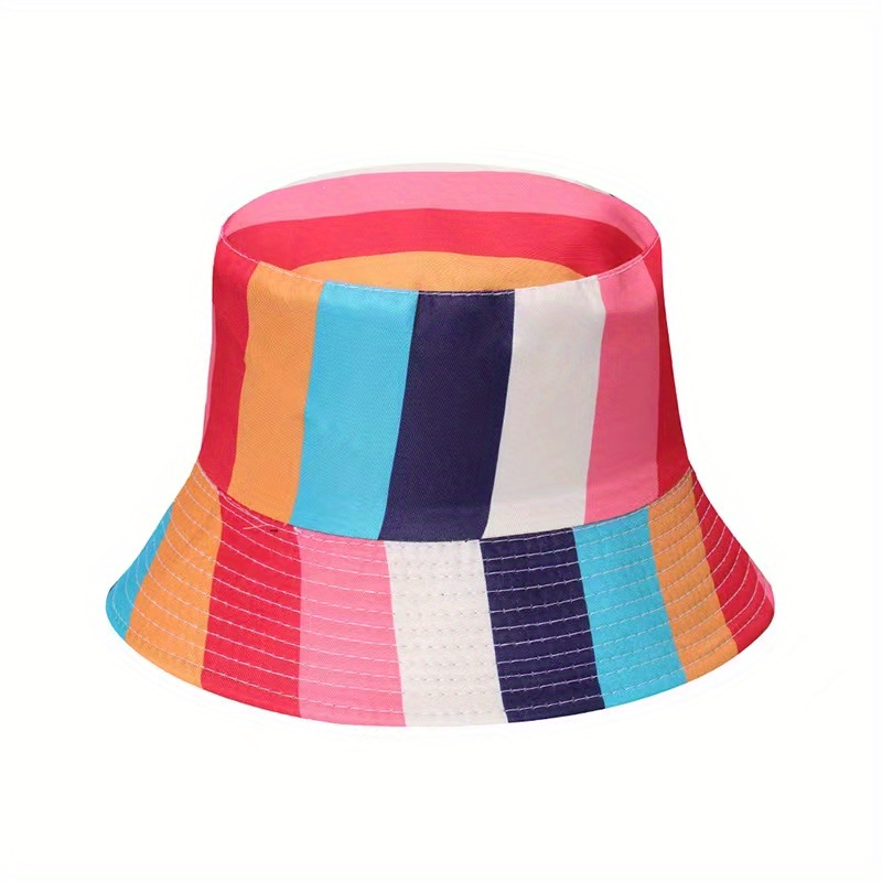 Rainbow Striped Bucket Hat LGBT Pride Sunscreen Fisherman Cap