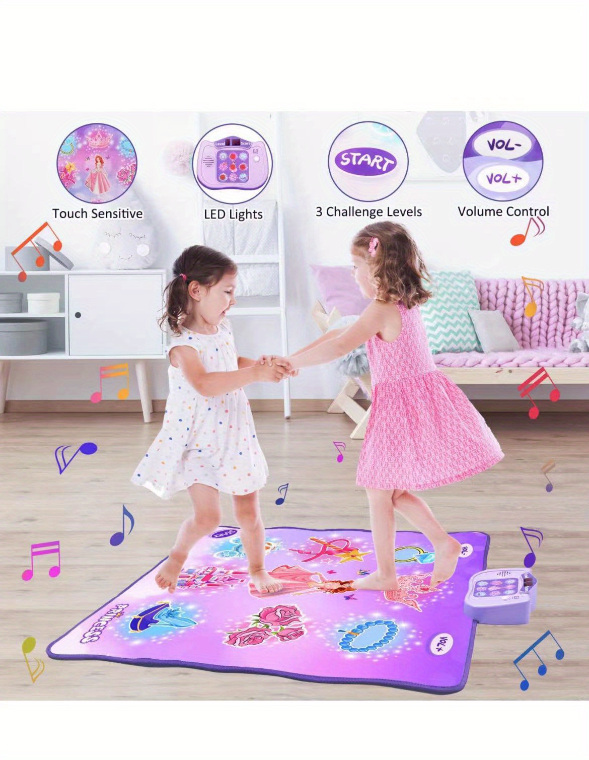 jolly fun double dance mat, gift toys for girls 3 4 5 6 7 8 years