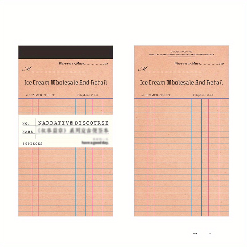 50PCS Retro Bill Memo Pad Narrative Chapter Series Material Decorative Paper