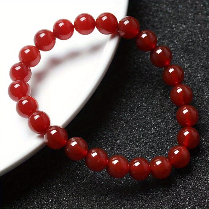 1pc 8mm Elasitic Crystal Gemstone Stone Beaded Bracelet Healing Stretch Hand Chain Adjustable Jewelry, Jewels Accessories for Women and Men,Temu