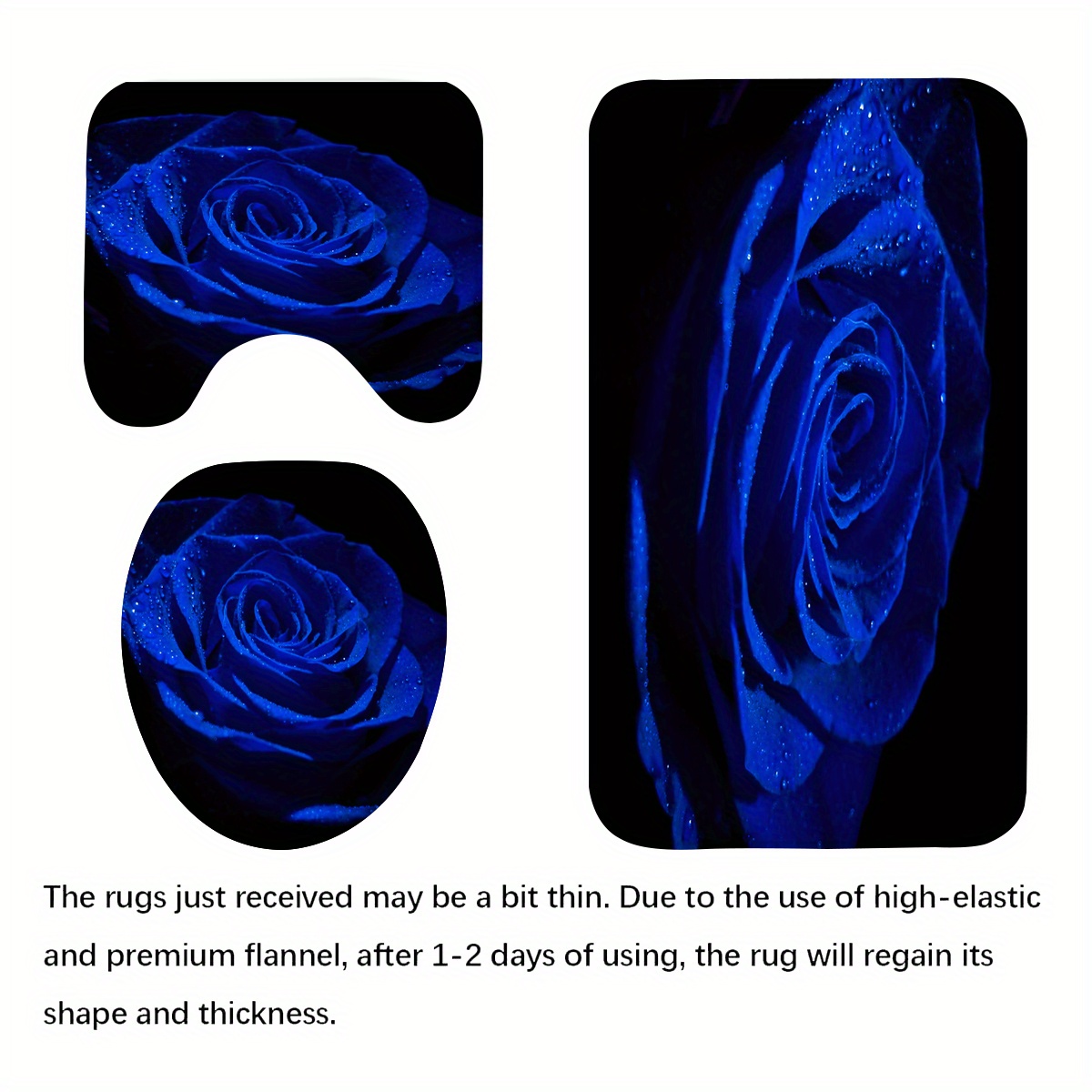 Blue Rose Bathmat Durable Non slip Cozy Bathroom Rug Toilet Temu
