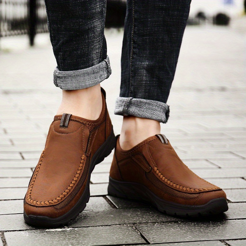 mens vintage loafers wear resistant non slip comfy casual shoes slip on walking shoes details 9