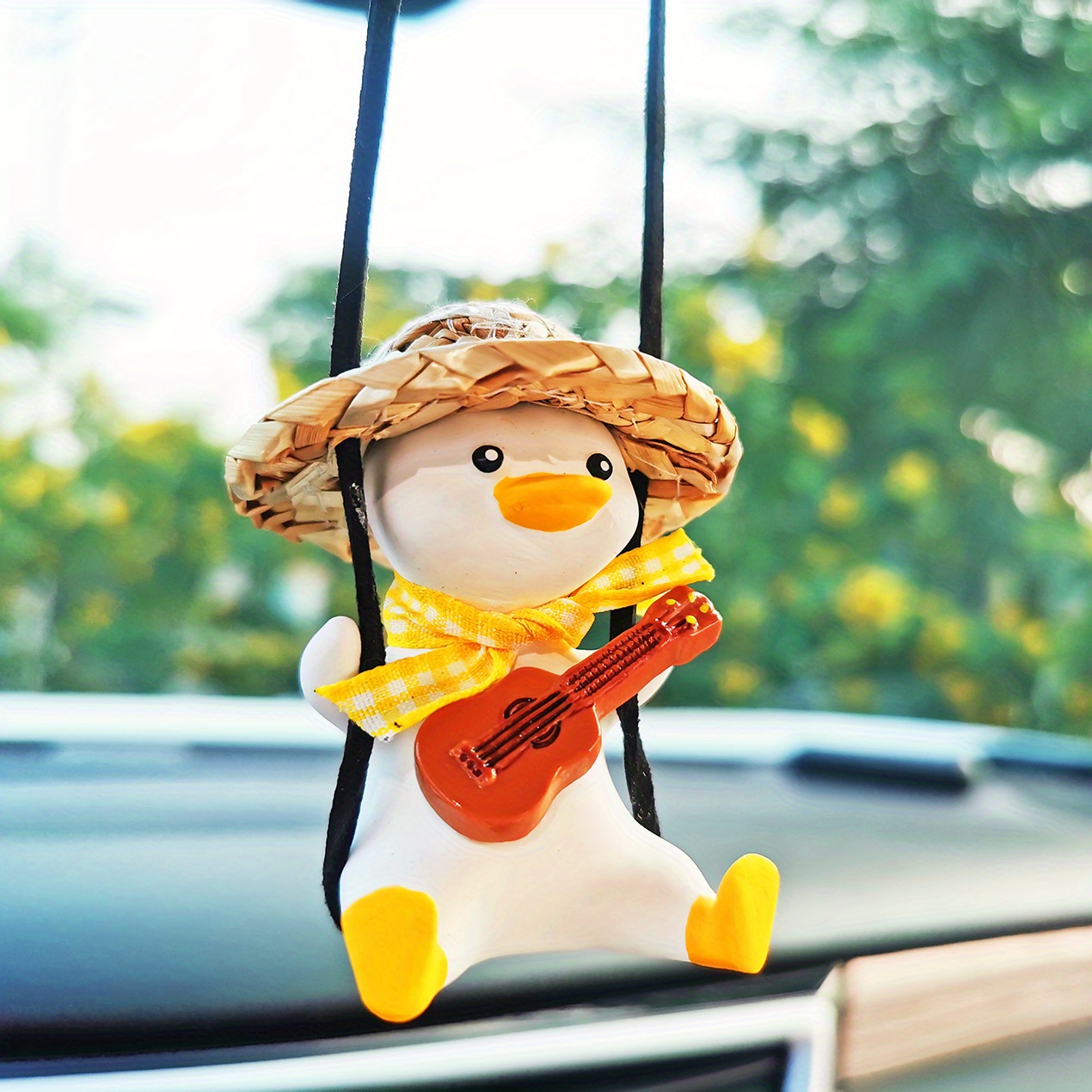 Duck(guitar) Car Hanging Ornament Cute Car Decor Rear View Mirror  Accessories Car Mirror Hanging Accessories Car Pendant Interior Car  Accessories For