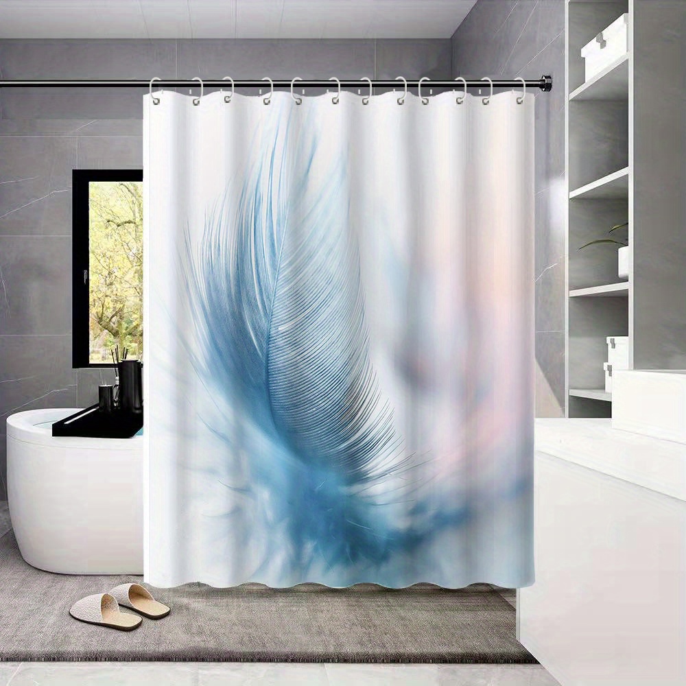 Feather Polyester Shower Curtain Waterproof Mold Resistant - Temu
